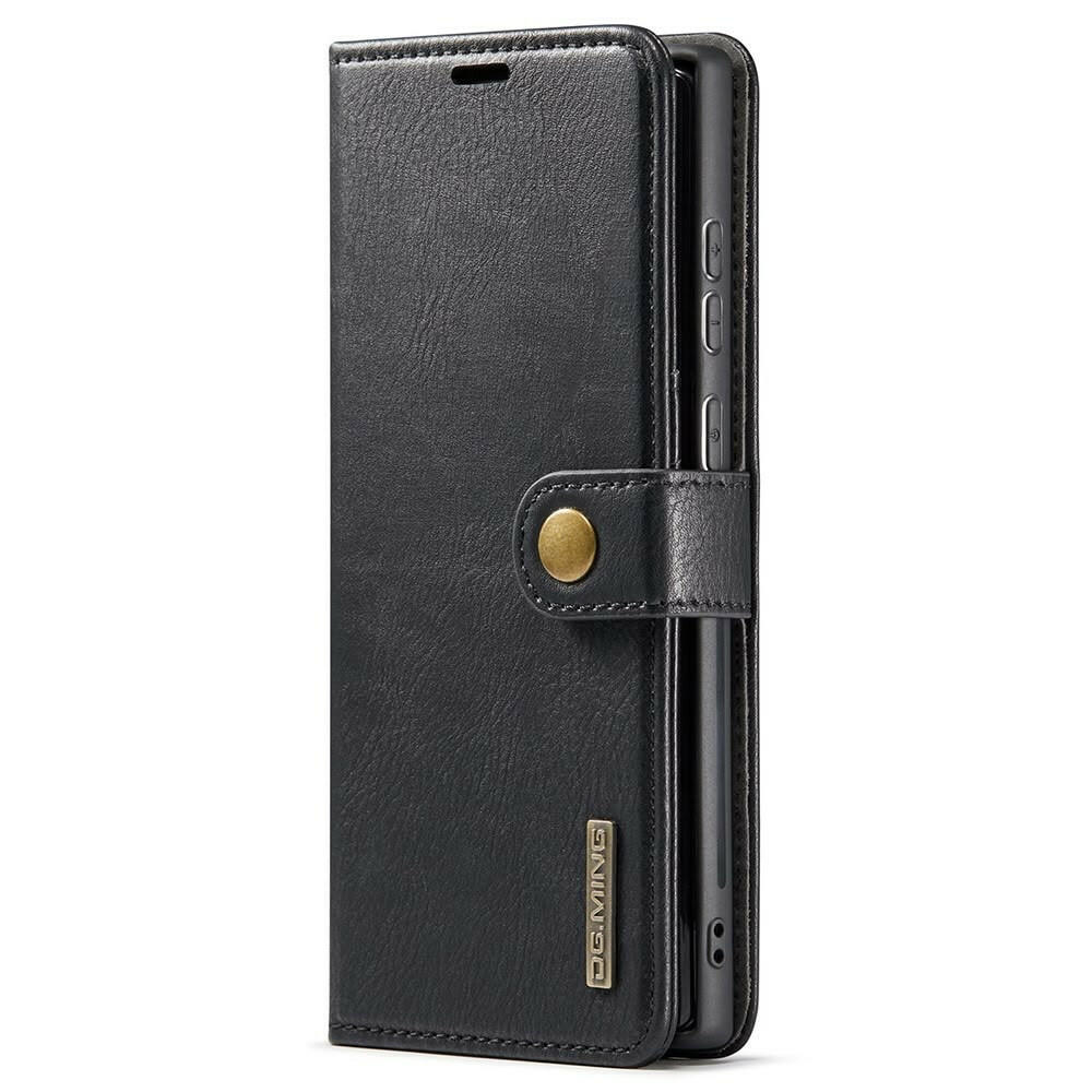 DG.MING magnetisk lommeboketui for Samsung Galaxy S22 Ultra i svart splittlær.