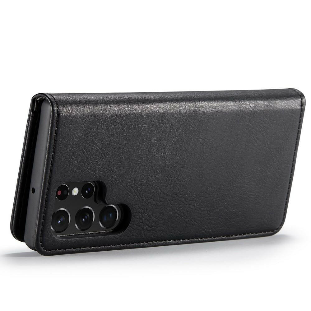 DG.MING magnetisk lommeboketui til Samsung Galaxy S22 Ultra i svart lær.