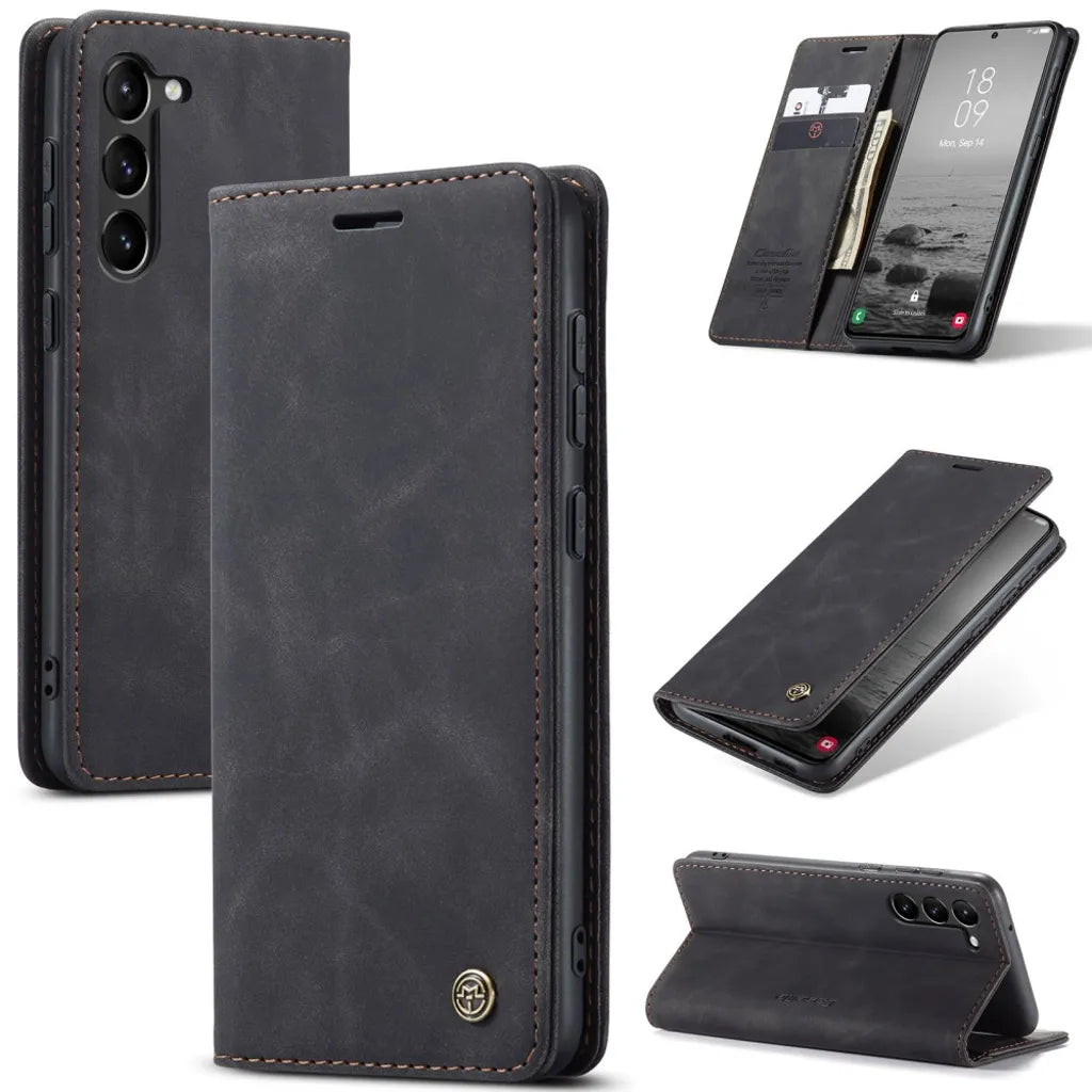 CASEME Samsung Galaxy S24 Plus lommebok-deksel med magnetisk lukking, slitesterk beskyttelse og håndfritt stativ.