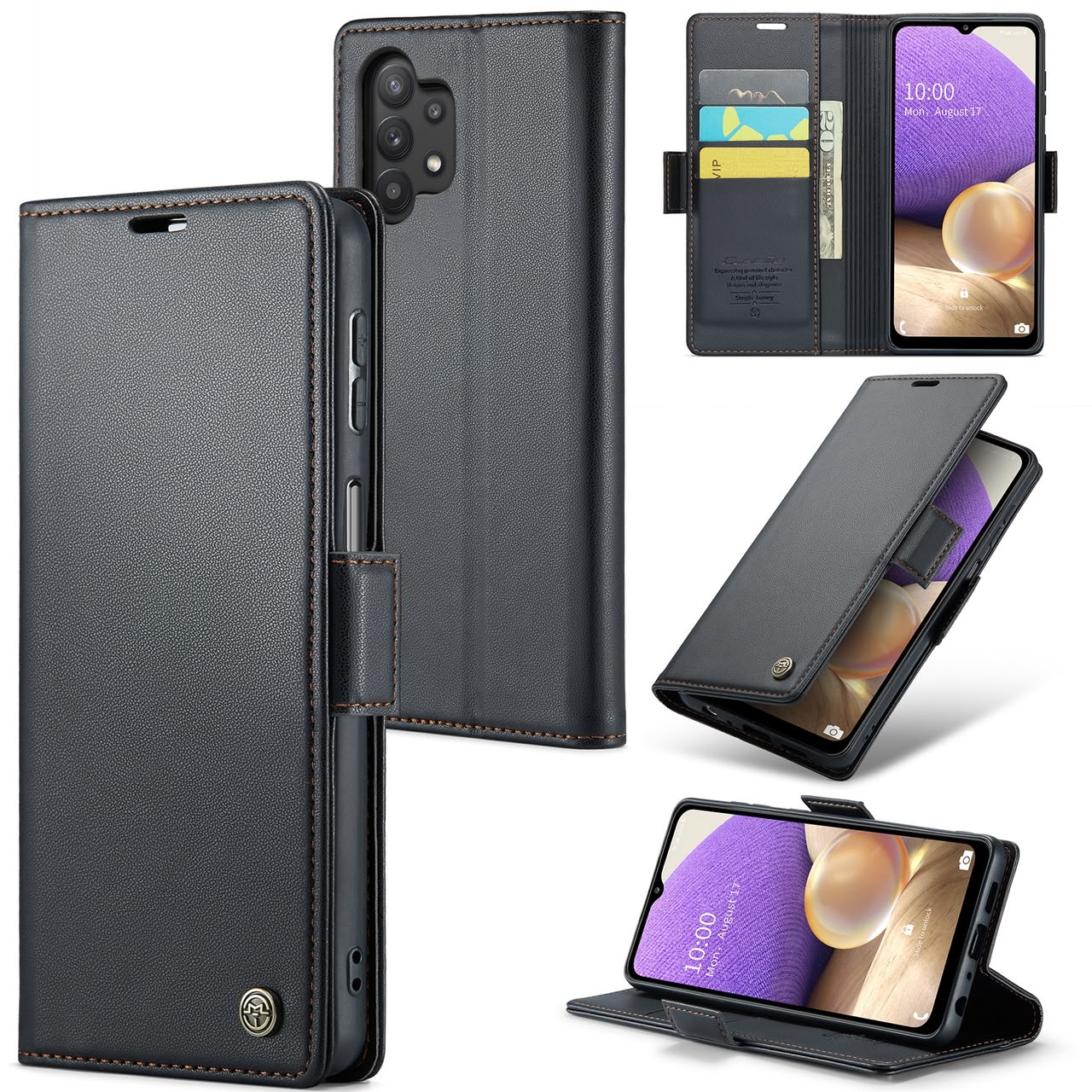 CASEME Samsung Galaxy A32 lommebok-deksel med magnetisk lukking og kortlommer.