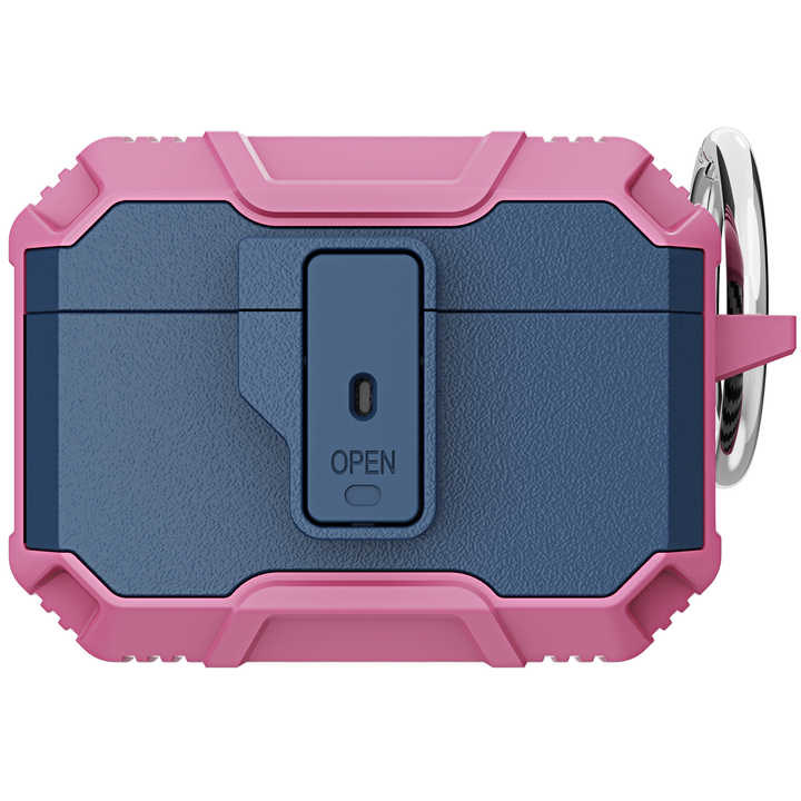 Robust heldekkende deksel med nøkkelring for AirPods Pro 2 i rosa og blå farger.