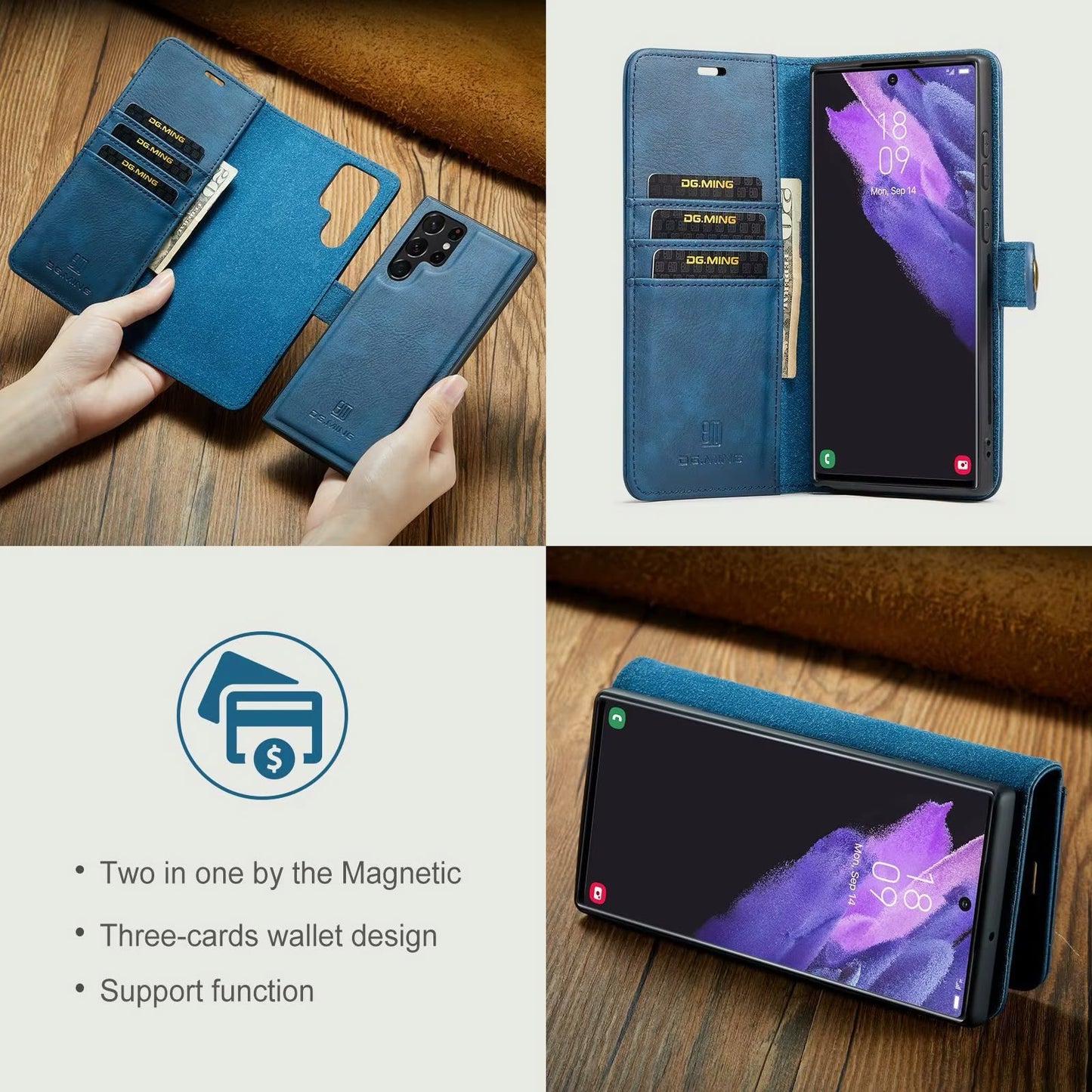 Magnetisk Lommebok-deksel for Samsung S24 ULTRA – Avtakbart 2-i-1 Flip Case med Kortholder