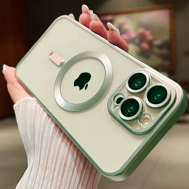 Matt magnetisk deksel for iPhone 16 Pro Max med Magsafe-kompatibilitet og platingdetaljer.