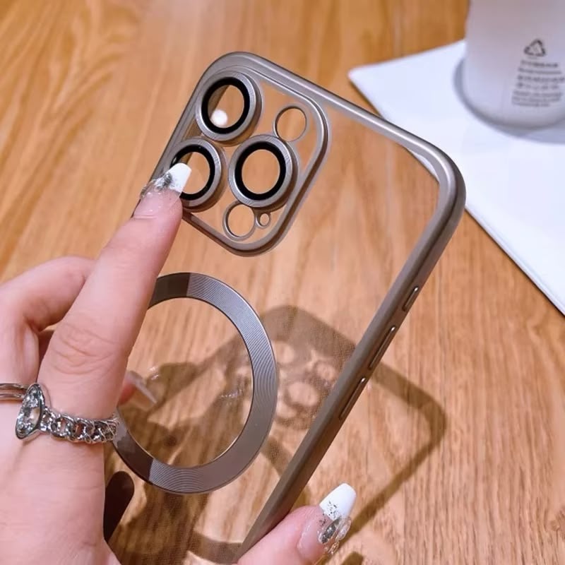 Magnetisk iPhone 16 Pro Max-deksel med frostet matt overflate og Magsafe-kompatibilitet.