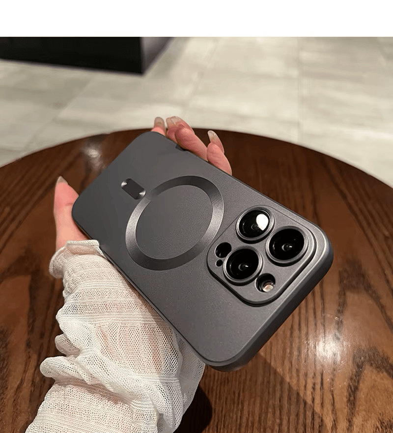 Luksuriøs Black MagSafe Trådløs Ladeveske for iPhone 13 Pro Max – Myk Magnetisk Deksel