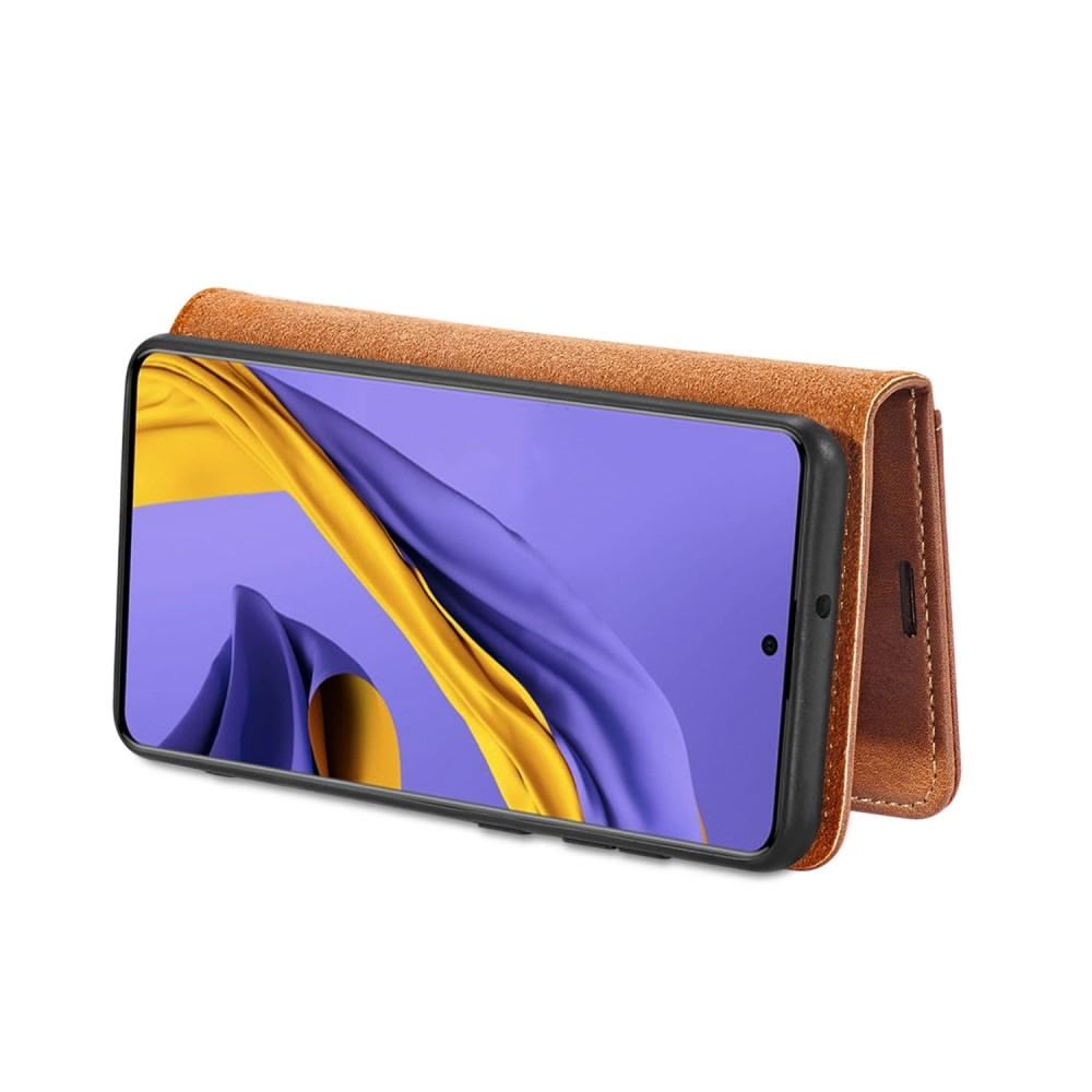 Magnetlommebok fra DG.MING for Samsung Galaxy A51, i slitesterkt lær og med avtagbart magnetisk deksel.