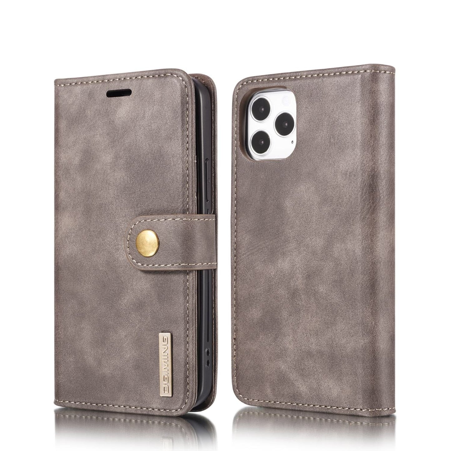 DG.MING Magnet Wallet iPhone 12 Mini i slitesterkt lær med avtagbart magnetisk deksel og flere kortlommer.