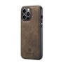 DG-MiNG M2 deksel til iPhone 14 Pro i brunt lær, med avtagbart magnetisk design.