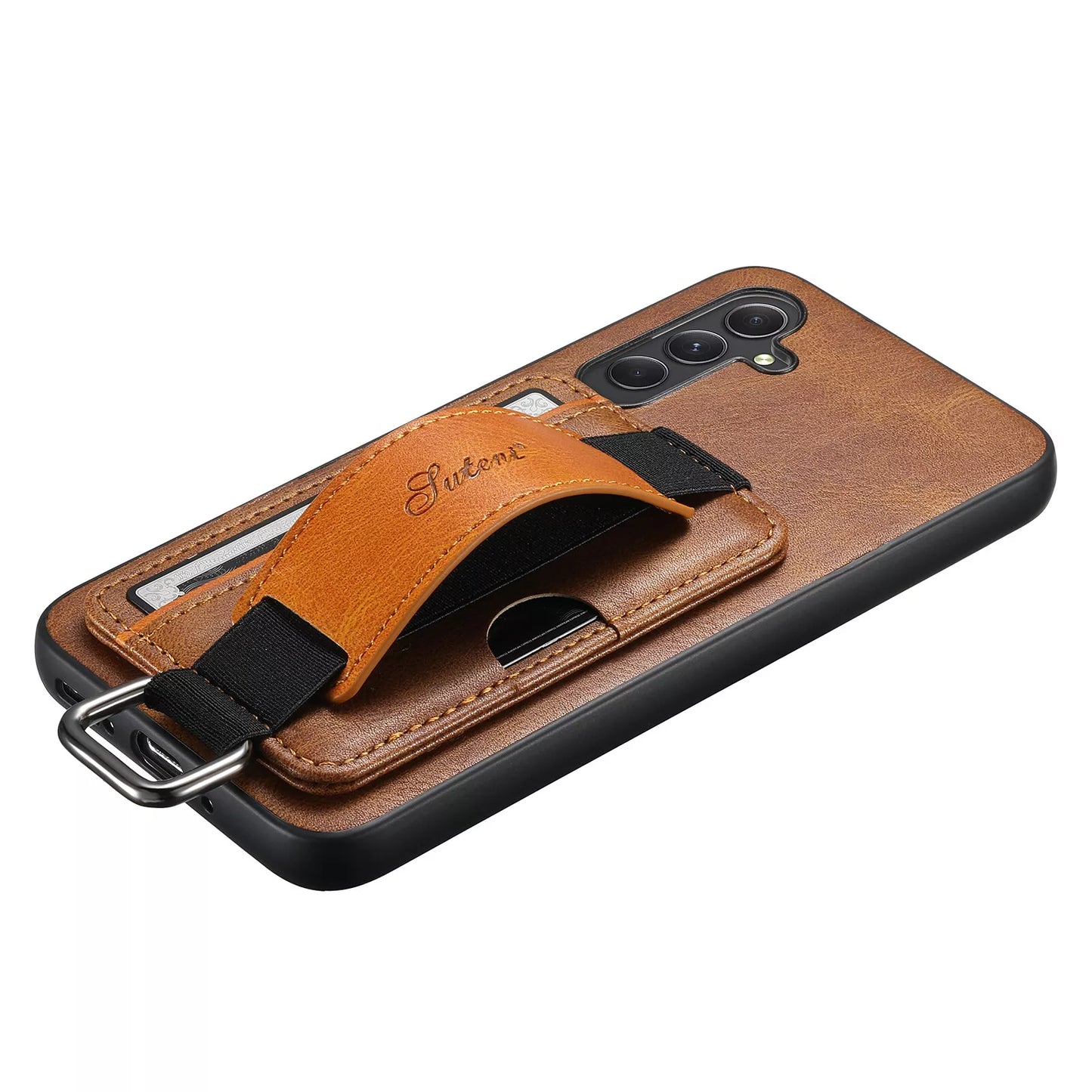 Samsung Galaxy S22 Plus deksel med kortholder og håndstropp i PU-skinn.