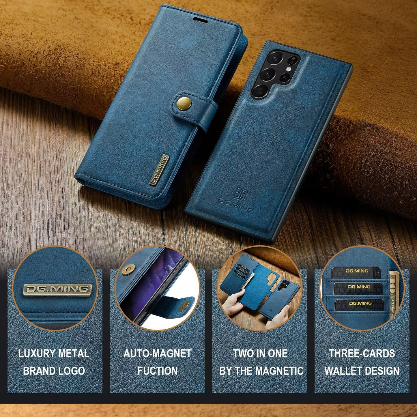 Magnetisk Lommebok-deksel for Samsung S25 ULTRA – Avtakbart 2-i-1 Flip Case med Kortholder