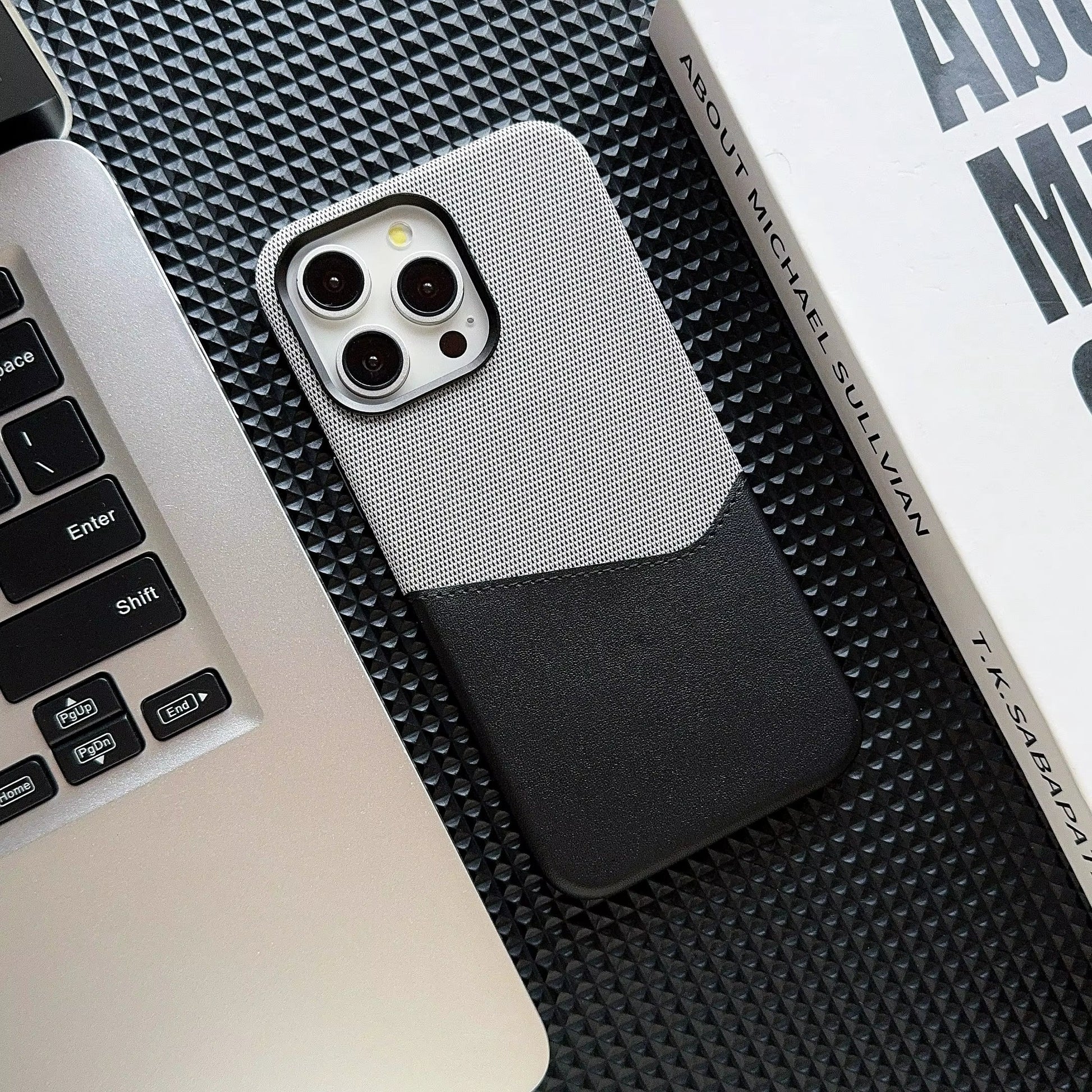 Business luksus bakdeksel med kortholder – iPhone 13 - Grå/Svart