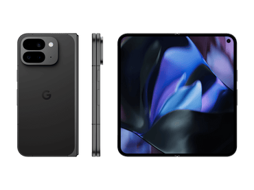 Google Pixel 9 Pro Fold 256GB svart med utfoldet skjerm og baksidevisning. Nær ny tilstand.